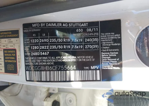 2012 Mercedes-Benz Glk 350 4Matic из США, поврежденный, VIN WDCGG8HB6CF755664